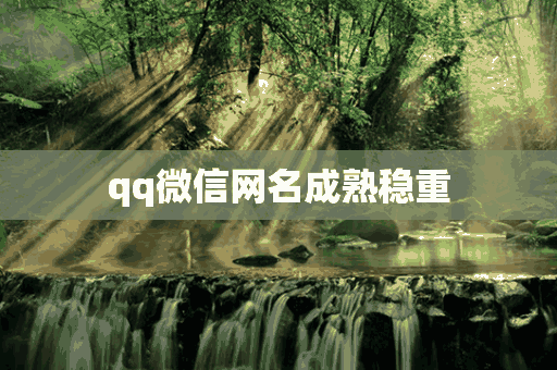 qq微信网名成熟稳重